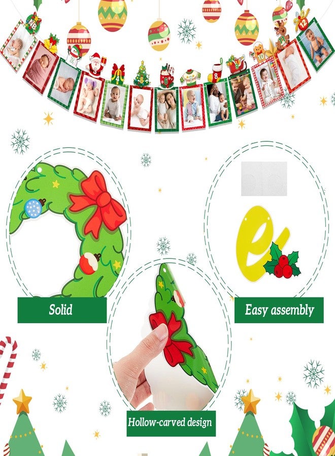 ايباك لافتة صور لتزيين عيد الميلاد الأول من إيباخ، مناسبة للأطفال من حديثي الولادة حتى عمر 12 شهرًا، تتضمن لافتة واحدة وزينة للكيك، بتصميم بابا نويل ورجل الثلج وخبز الزنجبيل، مثالية للأطفال الصغار. زينة عيد ميلاد "ما أجمل أن تكون في عامك الأول!" - Image 3